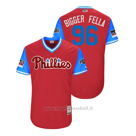 Maglia Baseball Uomo Philadelphia Phillies Tommy Hunter 2018 Llws Players Weekend Bigger Fella Scarlet
